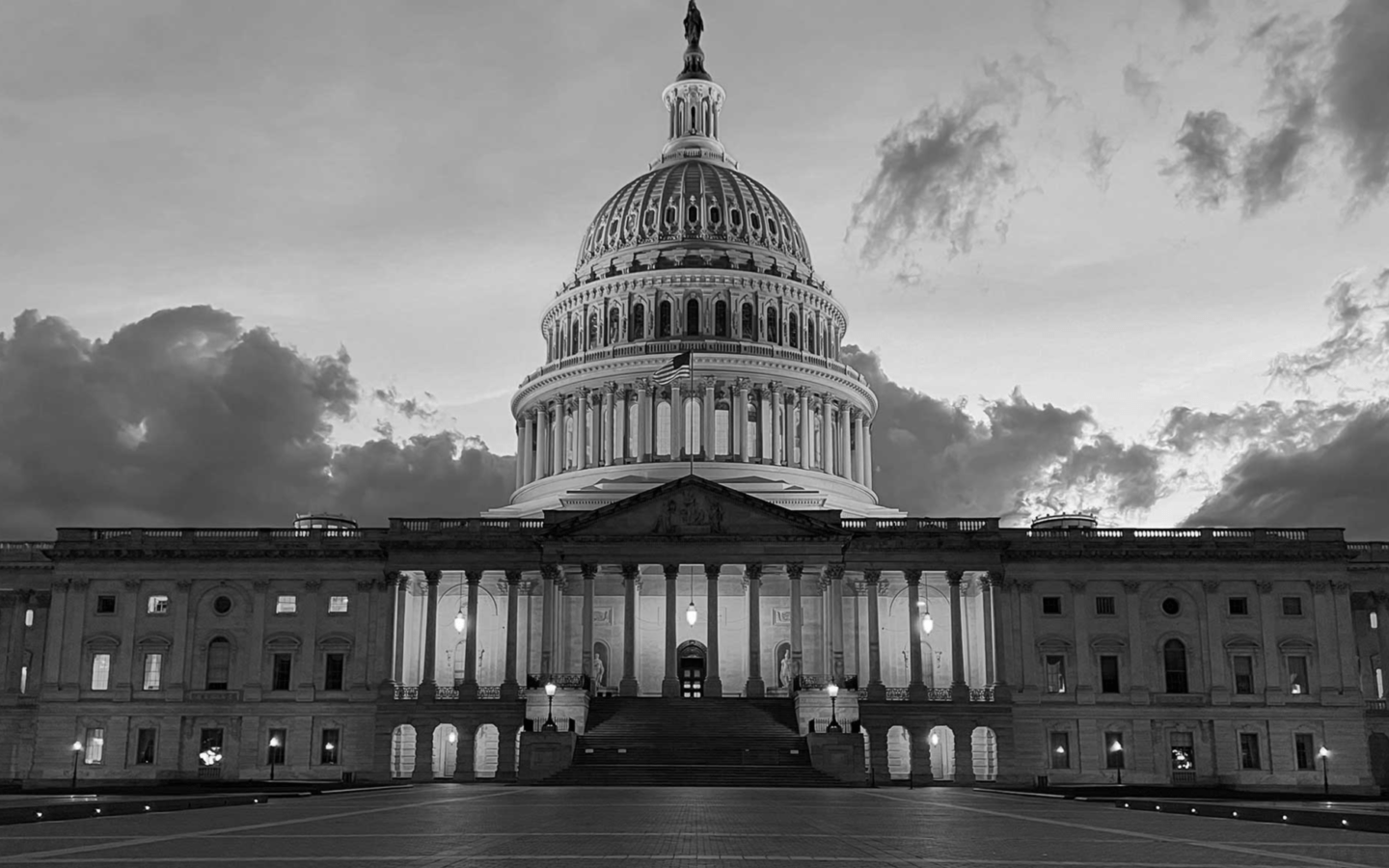 The United States Capitol building at night